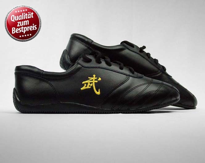Kung Fu Schuhe aus echtem Leder, schwarz