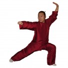 Tai Chi Anzug aus reiner Seide, weinrot